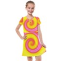 Swirl Yellow Pink Abstract Kids  Cross Web Dress View1