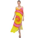 Swirl Yellow Pink Abstract Maxi Chiffon Cover Up Dress View1