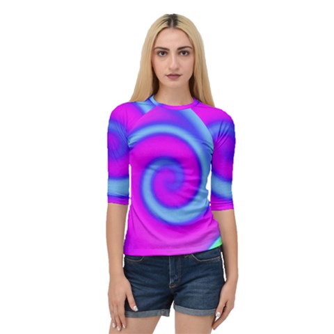 Swirl Pink Turquoise Abstract Quarter Sleeve Raglan Tee by BrightVibesDesign