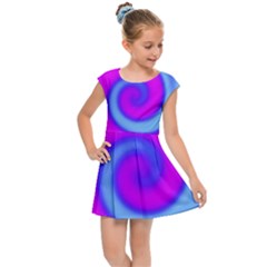 Swirl Pink Turquoise Abstract Kids Cap Sleeve Dress by BrightVibesDesign