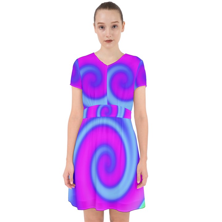 Swirl Pink Turquoise Abstract Adorable in Chiffon Dress