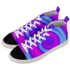 Swirl Pink Turquoise Abstract Men s Mid-top Canvas Sneakers by BrightVibesDesign