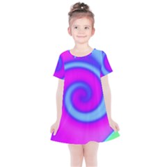 Swirl Pink Turquoise Abstract Kids  Simple Cotton Dress