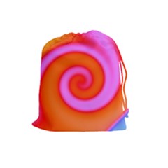 Swirl Orange Pink Abstract Drawstring Pouches (large)  by BrightVibesDesign