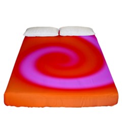 Swirl Orange Pink Abstract Fitted Sheet (king Size) by BrightVibesDesign