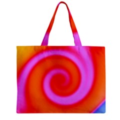 Swirl Orange Pink Abstract Zipper Mini Tote Bag by BrightVibesDesign