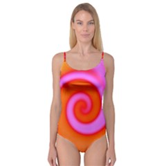 Swirl Orange Pink Abstract Camisole Leotard  by BrightVibesDesign