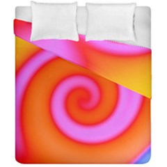 Swirl Orange Pink Abstract Duvet Cover Double Side (california King Size) by BrightVibesDesign