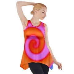 Swirl Orange Pink Abstract Side Drop Tank Tunic by BrightVibesDesign