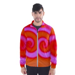 Swirl Orange Pink Abstract Windbreaker (men) by BrightVibesDesign