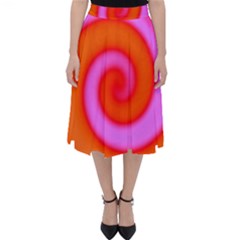 Swirl Orange Pink Abstract Folding Skater Skirt by BrightVibesDesign