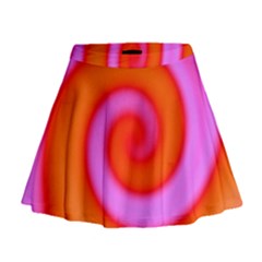 Swirl Orange Pink Abstract Mini Flare Skirt by BrightVibesDesign