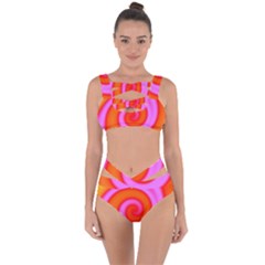 Swirl Orange Pink Abstract Bandaged Up Bikini Set  by BrightVibesDesign