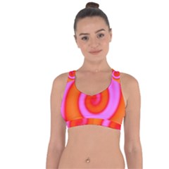 Swirl Orange Pink Abstract Cross String Back Sports Bra by BrightVibesDesign