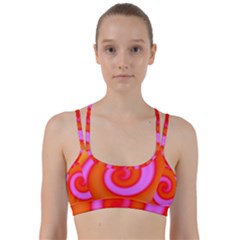 Swirl Orange Pink Abstract Line Them Up Sports Bra by BrightVibesDesign