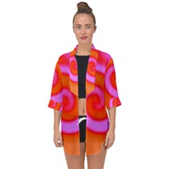 Swirl Orange Pink Abstract Open Front Chiffon Kimono by BrightVibesDesign