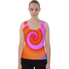 Swirl Orange Pink Abstract Velvet Tank Top