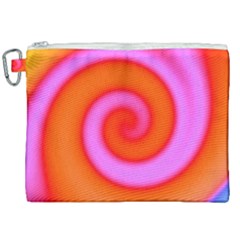 Swirl Orange Pink Abstract Canvas Cosmetic Bag (xxl) by BrightVibesDesign