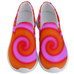 Swirl Orange Pink Abstract Men s Lightweight Slip Ons by BrightVibesDesign