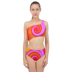 Swirl Orange Pink Abstract Spliced Up Two Piece Swimsuit