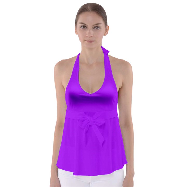 Light Purple Dots Pattern Babydoll Tankini Top