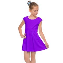 Light Purple Dots Pattern Kids Cap Sleeve Dress