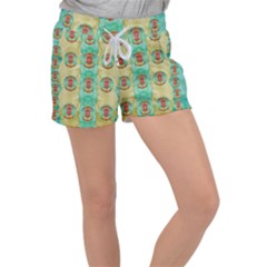 Peace Will Be In Fantasy Flowers With Love Women s Velour Lounge Shorts by pepitasart