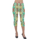 Peace Will Be In Fantasy Flowers With Love Lightweight Velour Capri Leggings  View1