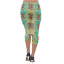 Peace Will Be In Fantasy Flowers With Love Lightweight Velour Capri Leggings  View2