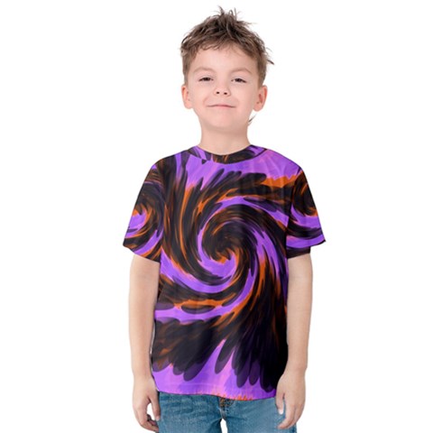 Swirl Black Purple Orange Kids  Cotton Tee by BrightVibesDesign