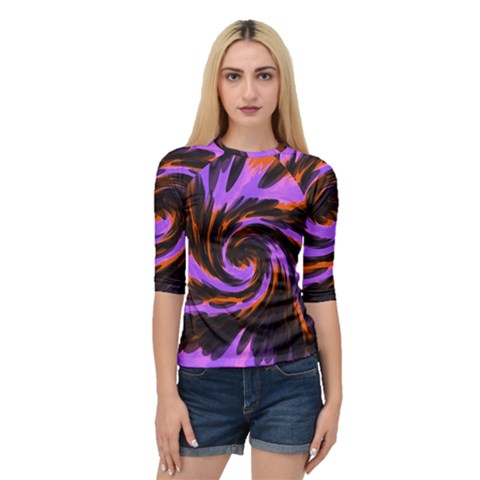 Swirl Black Purple Orange Quarter Sleeve Raglan Tee by BrightVibesDesign