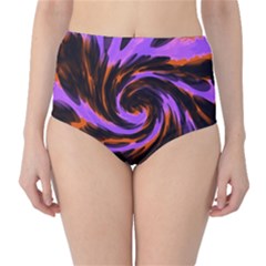 Swirl Black Purple Orange Classic High-waist Bikini Bottoms by BrightVibesDesign