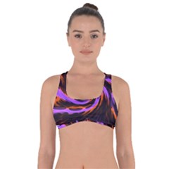 Swirl Black Purple Orange Got No Strings Sports Bra by BrightVibesDesign