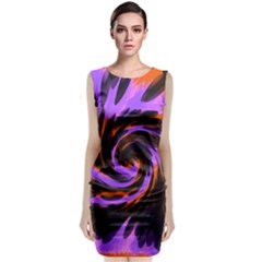 Swirl Black Purple Orange Classic Sleeveless Midi Dress by BrightVibesDesign