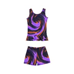 Swirl Black Purple Orange Kid s Boyleg Swimsuit