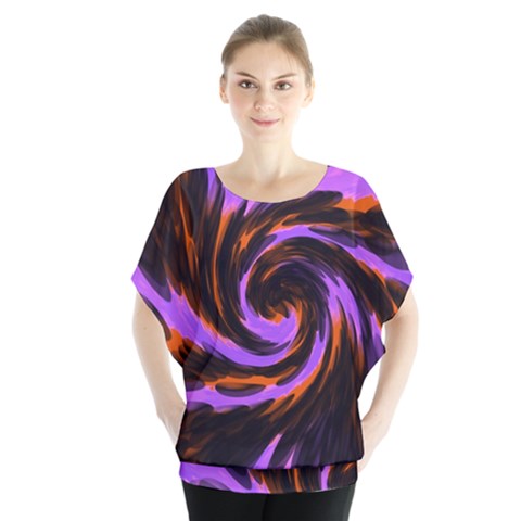 Swirl Black Purple Orange Blouse by BrightVibesDesign