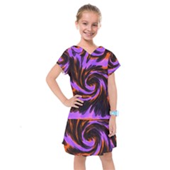 Swirl Black Purple Orange Kids  Drop Waist Dress by BrightVibesDesign