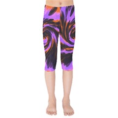 Swirl Black Purple Orange Kids  Capri Leggings  by BrightVibesDesign