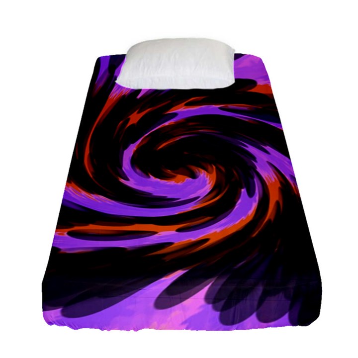 Swirl Black Purple Orange Fitted Sheet (Single Size)