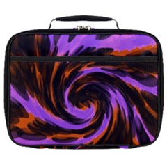 Swirl Black Purple Orange Full Print Lunch Bag by BrightVibesDesign