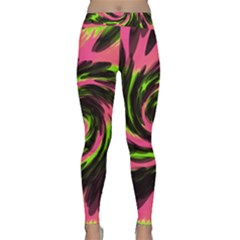 Swirl Black Pink Green Classic Yoga Leggings by BrightVibesDesign