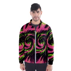 Swirl Black Pink Green Windbreaker (men) by BrightVibesDesign