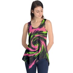 Swirl Black Pink Green Sleeveless Tunic by BrightVibesDesign