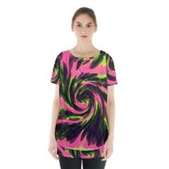 Swirl Black Pink Green Skirt Hem Sports Top by BrightVibesDesign