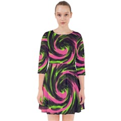 Swirl Black Pink Green Smock Dress by BrightVibesDesign