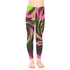 Swirl Black Pink Green Kids  Legging by BrightVibesDesign