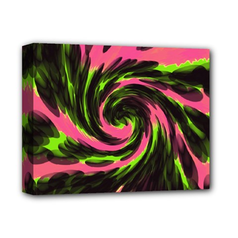 Swirl Black Pink Green Deluxe Canvas 14  X 11  by BrightVibesDesign