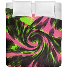 Swirl Black Pink Green Duvet Cover Double Side (california King Size) by BrightVibesDesign