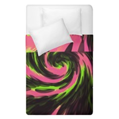 Swirl Black Pink Green Duvet Cover Double Side (single Size) by BrightVibesDesign