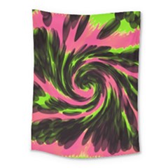 Swirl Black Pink Green Medium Tapestry by BrightVibesDesign